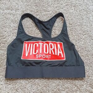 Victoria Sport Sports Bra Womens S Black Red Excellent Logo Racerback Activewear